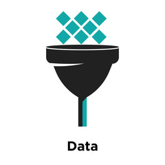 Data funnelling icon vector sign and symbol isolated on white background, Data funnelling logo concept