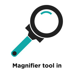 Magnifier tool in vertical position interface symbol icon vector sign and symbol isolated on white background, Magnifier tool in vertical position interface symbol logo concept