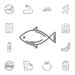 Fish icon. Simple element illustration. Fish symbol design from Gym and Health collection set. Can be used for web and mobile