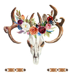 Illustration boho florale à l& 39 aquarelle avec crâne, bois, fleurs et plumes - illustration de fleur bohème colorée pour mariage, anniversaire, anniversaire, invitations, romance.
