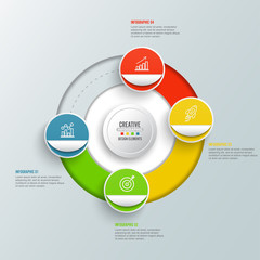 Circle infographic template four option, process or step for business presentation. illustrator vector.