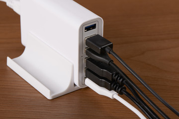 multiport charging station and charging cables