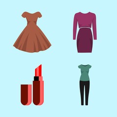 woman clothes icons set