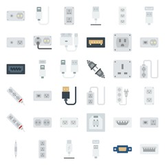 connector cable icons set