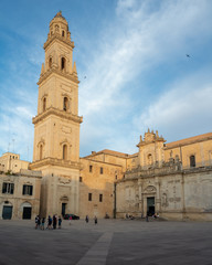 Obraz premium Example of South Italian baroque style, Duomo cathedral church in Lecce on sunset