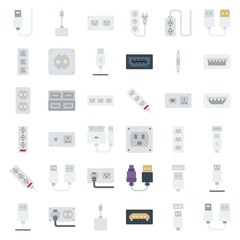 connector cable icons set
