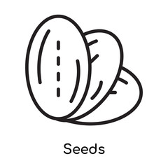 Seeds icon vector sign and symbol isolated on white background, Seeds logo concept , outline symbol, linear sign , outline symbol, linear sign