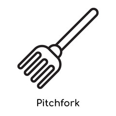 Pitchfork icon vector sign and symbol isolated on white background, Pitchfork logo concept , outline symbol, linear sign , outline symbol, linear sign