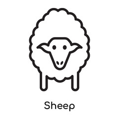 Sheep icon vector sign and symbol isolated on white background, Sheep logo concept , outline symbol, linear sign , outline symbol, linear sign