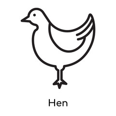 Hen icon vector sign and symbol isolated on white background, Hen logo concept , outline symbol, linear sign , outline symbol, linear sign