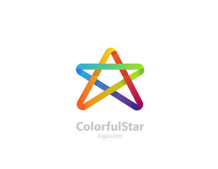 Fototapeta premium Colorful star logo template. Infinite ribbon concept.