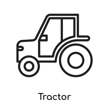 Tractor icon vector sign and symbol isolated on white background, Tractor logo concept , outline symbol, linear sign , outline symbol, linear sign