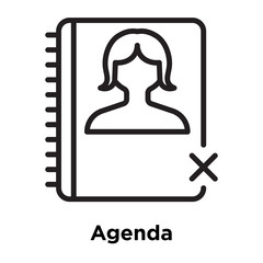 Agenda icon vector sign and symbol isolated on white background, Agenda logo concept , outline symbol, linear sign