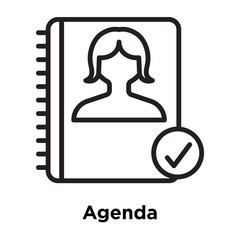 Agenda icon vector sign and symbol isolated on white background, Agenda logo concept , outline symbol, linear sign