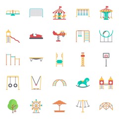 amusement park icons set