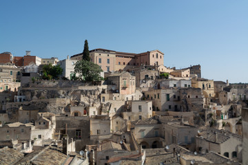 Obraz premium European Capital of Culture&nbsp;in 2019 year, panoramic view on ancient city of Matera, capital of Basilicata, Southern Italy in early morning