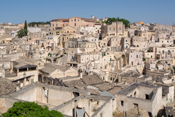Obraz premium European Capital of Culture&nbsp;in 2019 year, panoramic view on ancient city of Matera, capital of Basilicata, Southern Italy in early morning