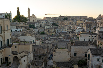 European Capital of Culture in 2019 year, ancient city of Matera, capital of Basilicata, Southern Italy in early morning