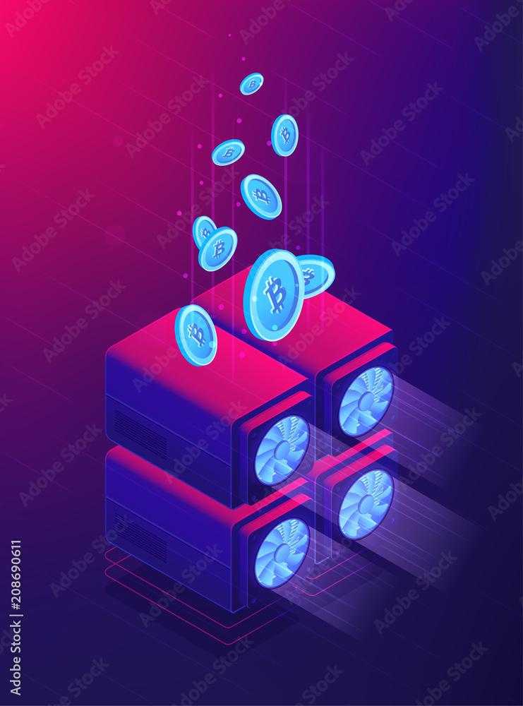 Canvas Prints isometric cloud mining concept
