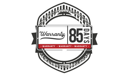 85 days warranty icon vintage rubber stamp guarantee
