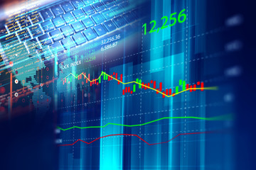 financial graph on technology abstract background