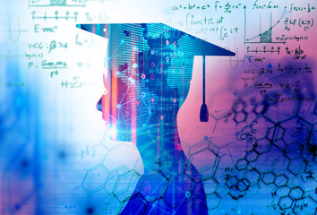 3d rendering of virtual human silhouette on technology background illustration