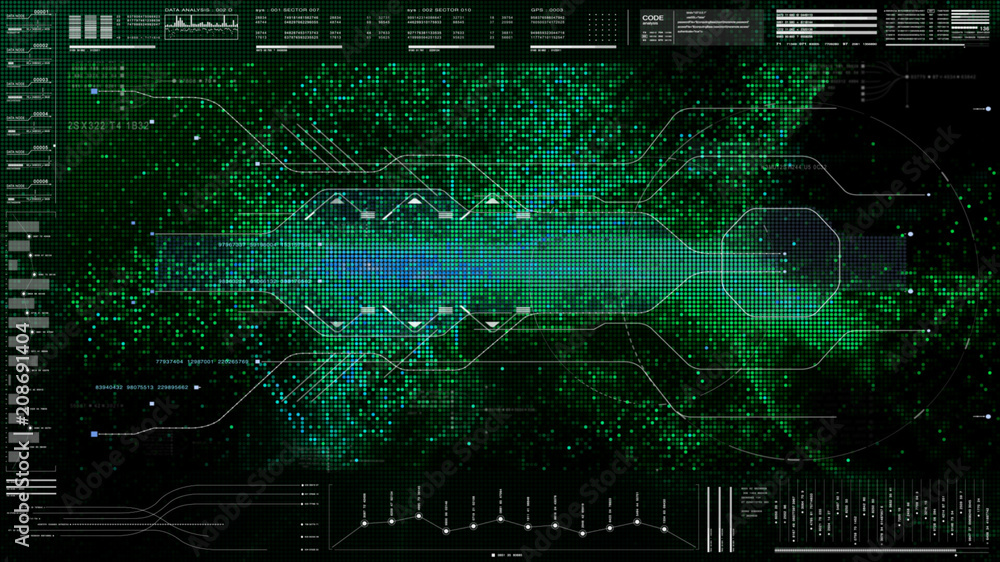 Fototapete Futuristic motion element user interface information technology virtual head up display for background computer desktop screen display