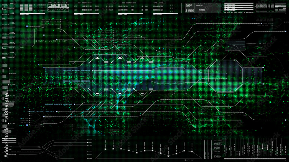 Aufkleber Futuristic motion element user interface information technology virtual head up display for background computer desktop screen display