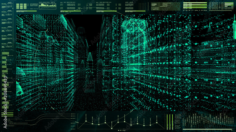 Poster Futuristic motion element user interface information technology virtual head up display for background computer desktop screen display