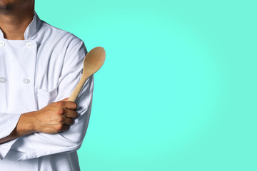Chef with a spoon background with space for text