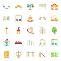 amusement park icons set