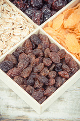 Vintage photo, Healthy food containing minerals, carbohydrates and dietary fiber, nutritious eating concept