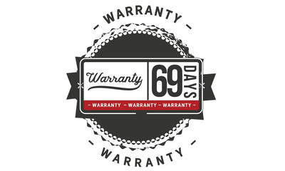 69 days warranty icon vintage rubber stamp guarantee