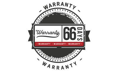 66 days warranty icon vintage rubber stamp guarantee