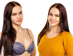 Young sexy brunette women in bra