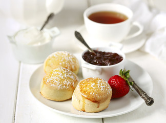 English scones with jam and whipped cream