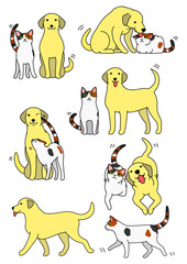 Fototapeta premium set of cat and dog pairs