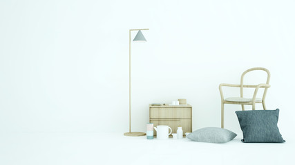 Modern interior relax space furniture 3d rendering and background white decoration	