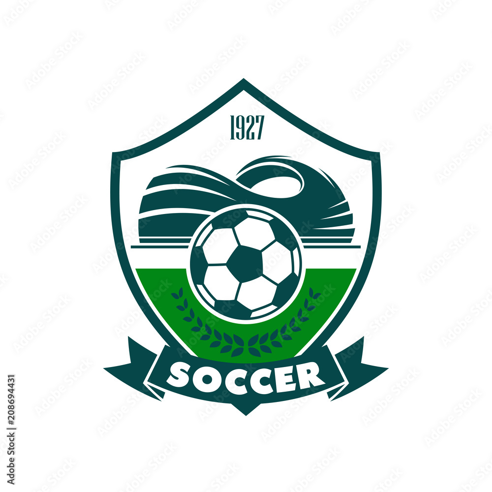 Wall mural Soccer or football sport vector shield badge icon