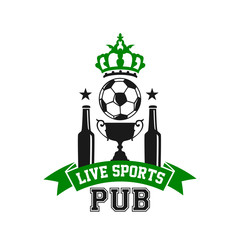 Vector soccer ball and beer pint for sports pub