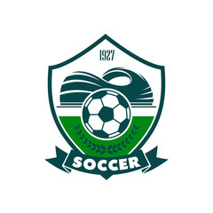 Soccer or football sport vector shield badge icon