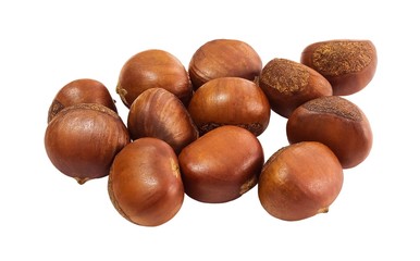 Delicious Roasted Chestnuts on White Background