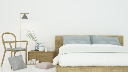 Fototapeta na wymiar Bedroom Interior Japanese minimal style -3D rendering decoration white background 