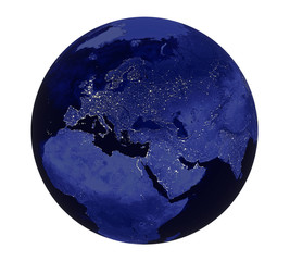 Planet Earth Night Light Europe View Isolated