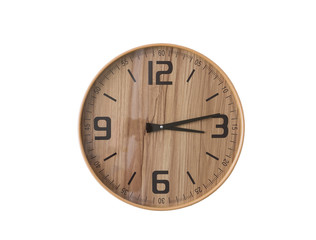 Wooden clock on white background