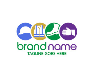 Workplace safety and personal protective equipment logo vector