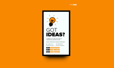 Got Ideas Event Poster with Bulb Illustration Text Template