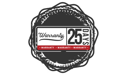 25 days warranty icon vintage rubber stamp guarantee