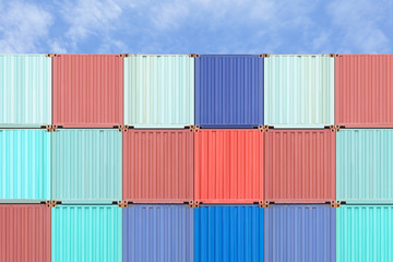 Fototapeta premium Colorful stack of container shipping at dockyard