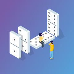  Domino isometric concept. Vector illustration in flat style.